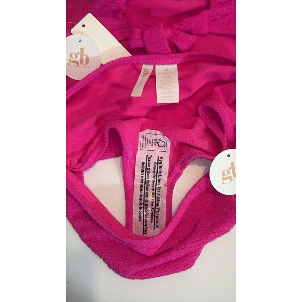 GB Gianni bini Girls Sz 16 2 Piece Bikini Brightest Berry Scrunchie Strap Swim